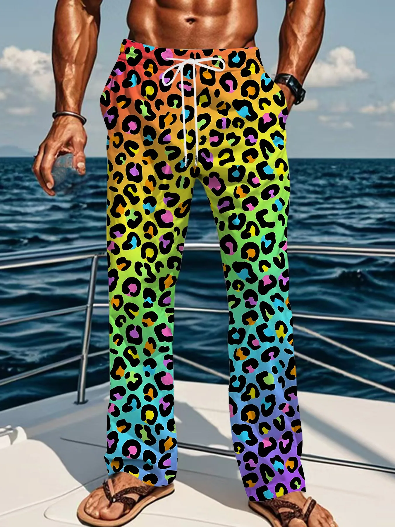 

Fancy Color Wave Texture Printed Men's and Women's Casual Pants, Versatile 3D Bold Color Blocked Pants, Street Wear