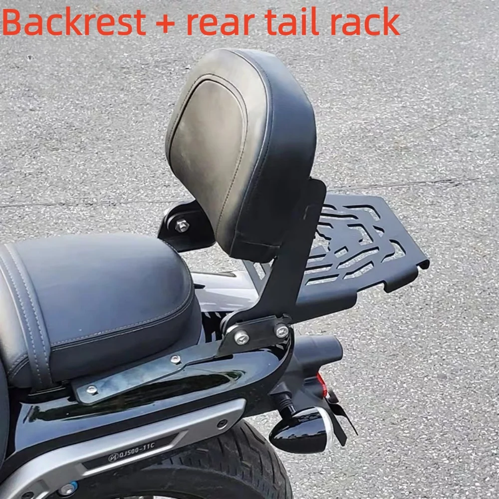 FOR QJMOTOR SRV 500S All-In-One Touring Rear Tail Rack with Foldable Backrest Passenger Protector Fit for Motorcycles