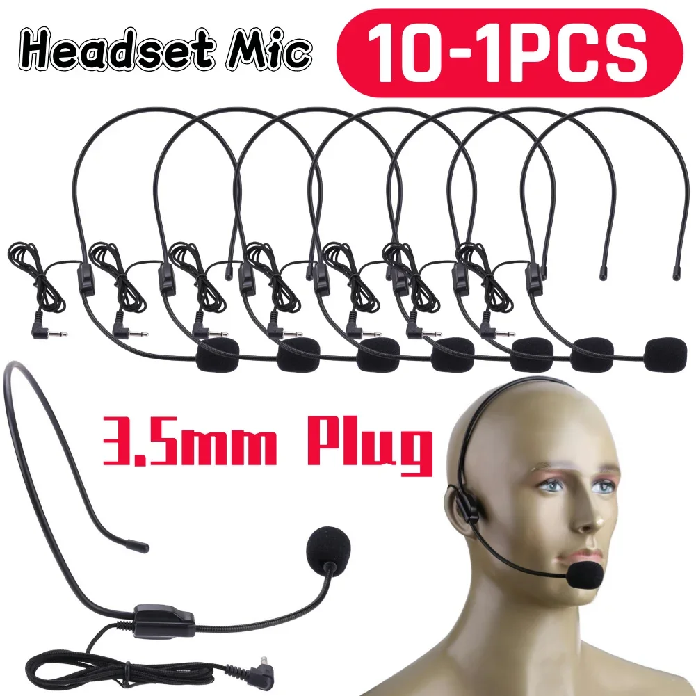 3.5mm Plug Guide Lecture Speech Headset Mic Voice Amplifier Portable Wired Microphone Lightweight Over Head for Teaching Meeting
