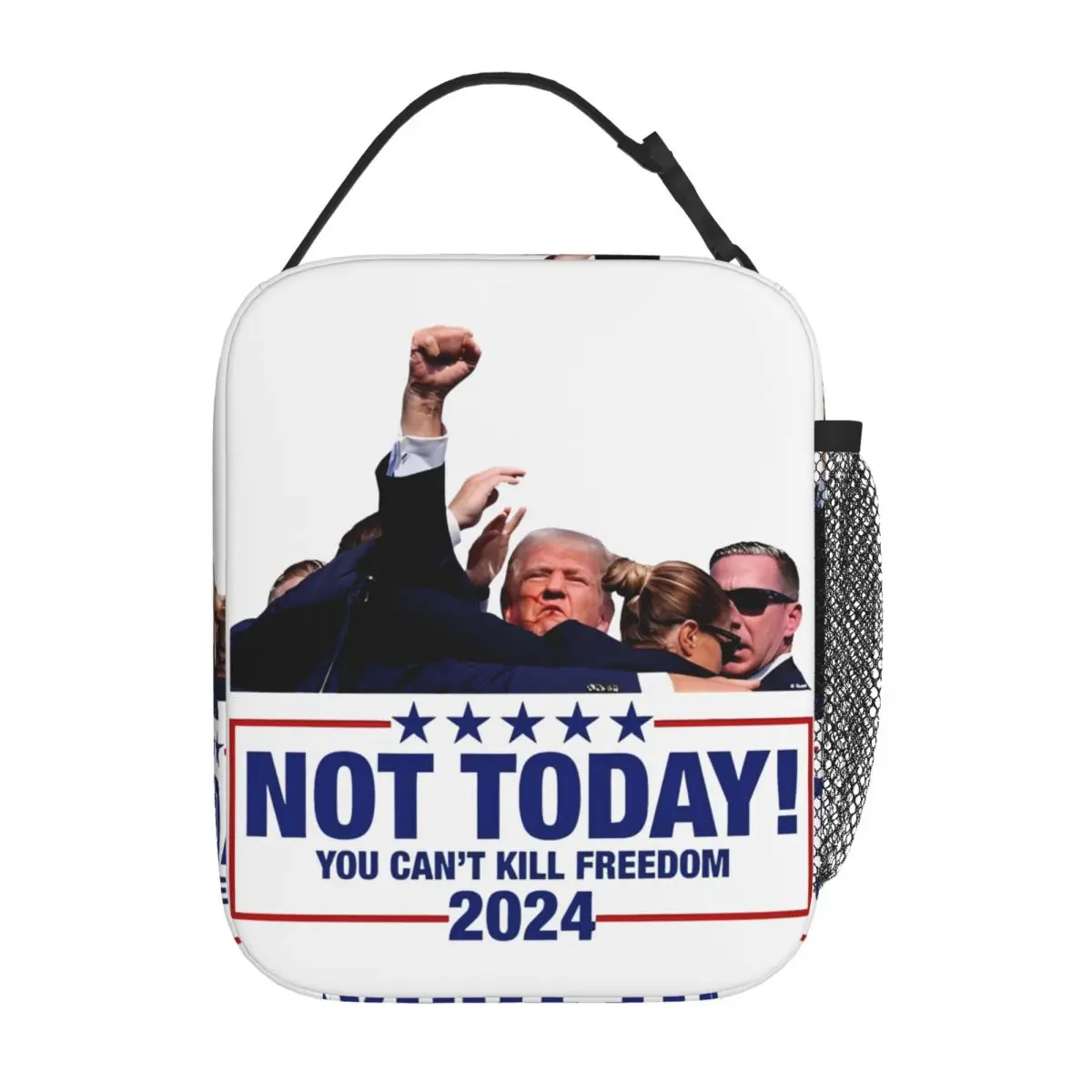 Not Today Trump Shooting Thermal Insulated Lunch Bags for Work Trump Fight For America Portable Bento Box Thermal Cooler Boxes