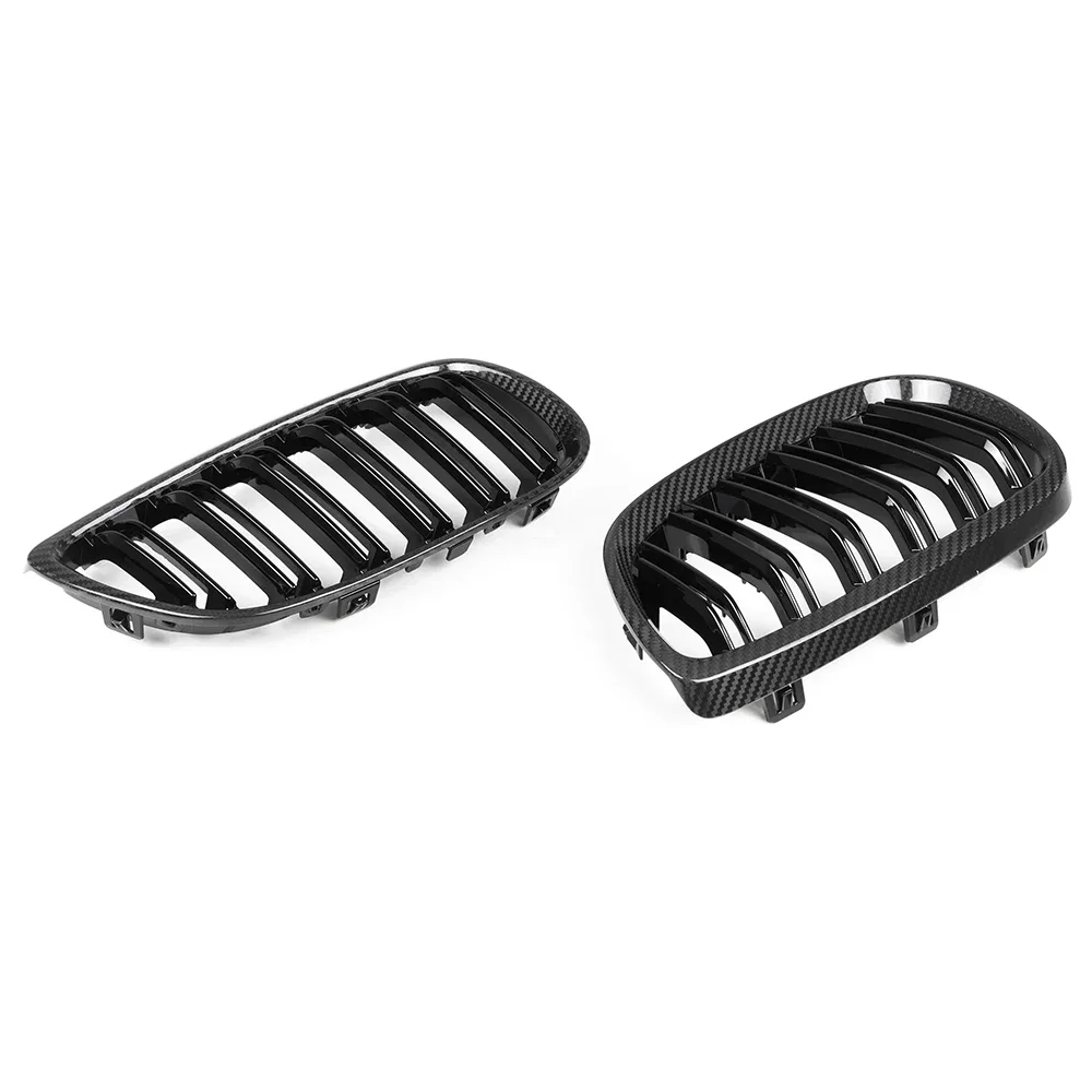 

For BMW 3 Series E92 E93 06-13 Dry Carbon Fiber Front Bumper Grille Double Slat Kidney M Style Pre-Lci/Lci Compatible