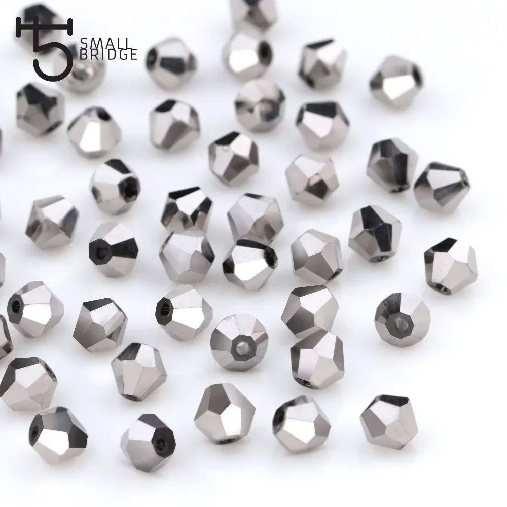 3 4 mm Czech Silver colour Spacer Bicone Beads for Making Jewelry Accessories Diy Perles Loose Faceted Glass Crystal Beads Z210