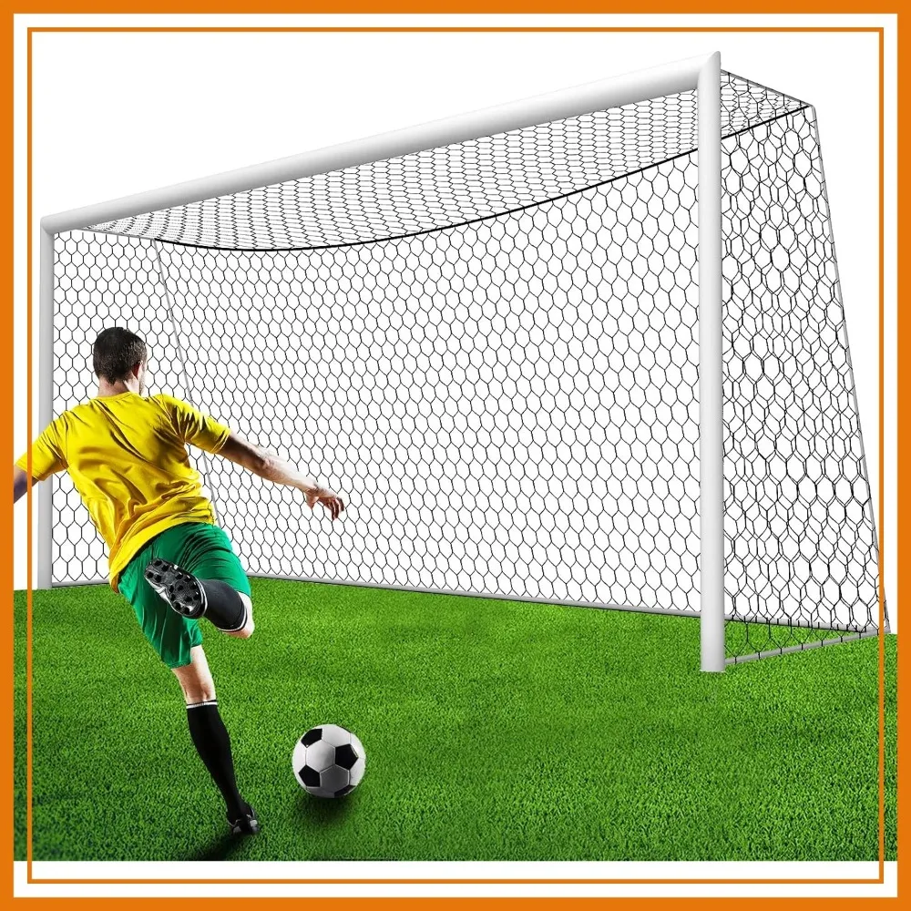 

Professional Soccer Goal Replacement Net 24x8FT, 18.5x6.5FT, Upgraded Durability 4mm Nylon, 4" Hexagonal, All-Weather, High Tensile Strength, Abrasion Resistant