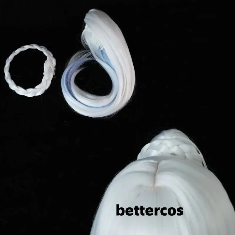 Mualani Cosplay Wig 110cm Long Braided Wig White Blue Highlights Wig Cosplay Anime Cosplay Heat Resistant Synthetic Wigs BFCDED5