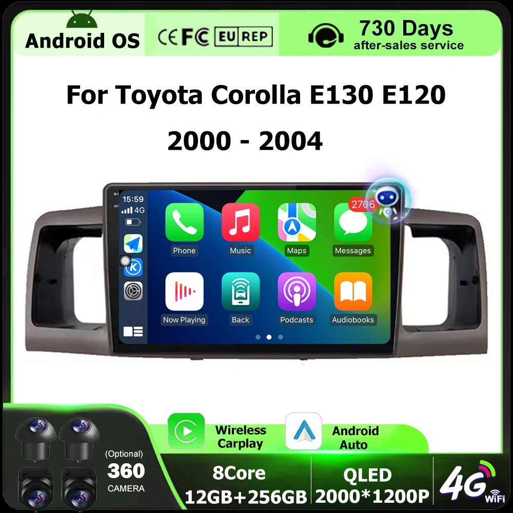 

9 Inch For Toyota Corolla E130 E120 2000 - 2004 Android 16 Auto Car Radio Multimedia Video Player GPS Navigation Stereo No 2Din