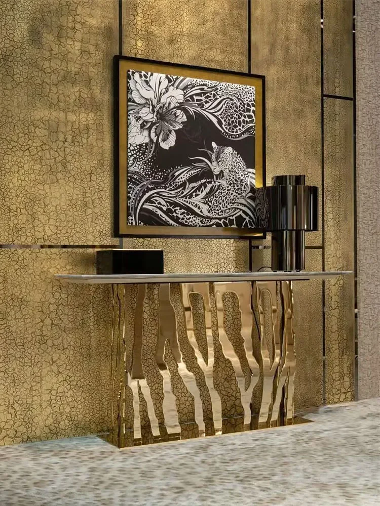 Light luxury marble entrance table Modern luxury villa Living room entrance table High-end plan