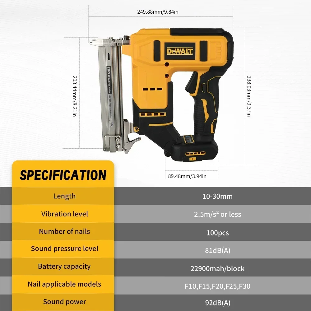 For DeWALT F30 20V Cordless Nail Gun,2 in 1 Brad Nailer Staple Gun,Lightweight Handheld Fastener for Trim,Cabinet&Furniture