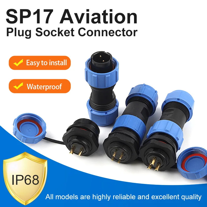 SP17-2/3/4/5/7/9/10 دبوس الطيران التوصيل المقبس IP68 موصل مقاوم للمياه ذكر أنثى عودة الجوز لحام نوع موصلات كابل سريعة