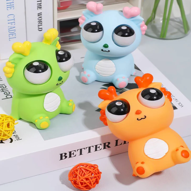 Squeeze Stress Relief Toy Creative Explosive Eye Dragon Dinosaur Funny Eyeball Burst Toys Cartoon Animal Sensory Toys Kids Gifts