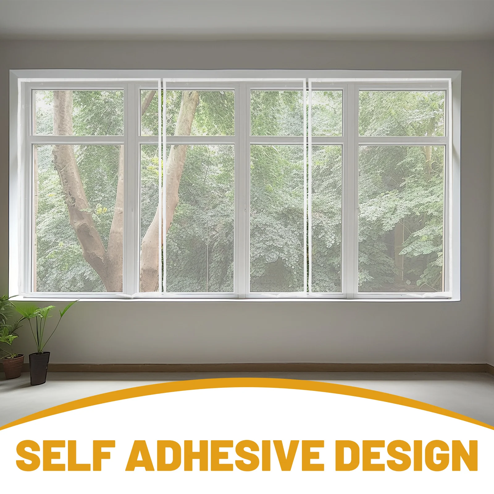 1 ชุดฟิล์มฉนวนกันความร้อนหน้าต่างกันลมโปร่งใสมีกาวในตัวสำหรับห้องนั่งเล่นในร่มห้องนอนห้องครัวประหยัดพลังงาน