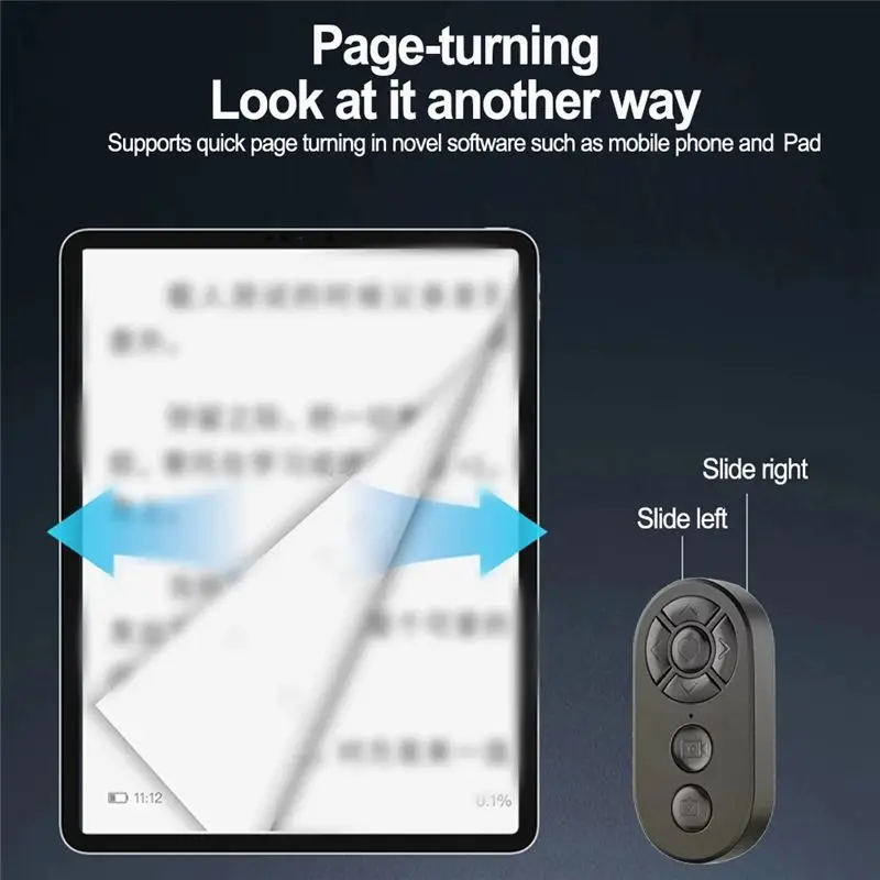 B76B Bluetooth Remote Control Phone Selfie Shutter Page Turner for Kindle for TikTok Camera Easy to Use Black