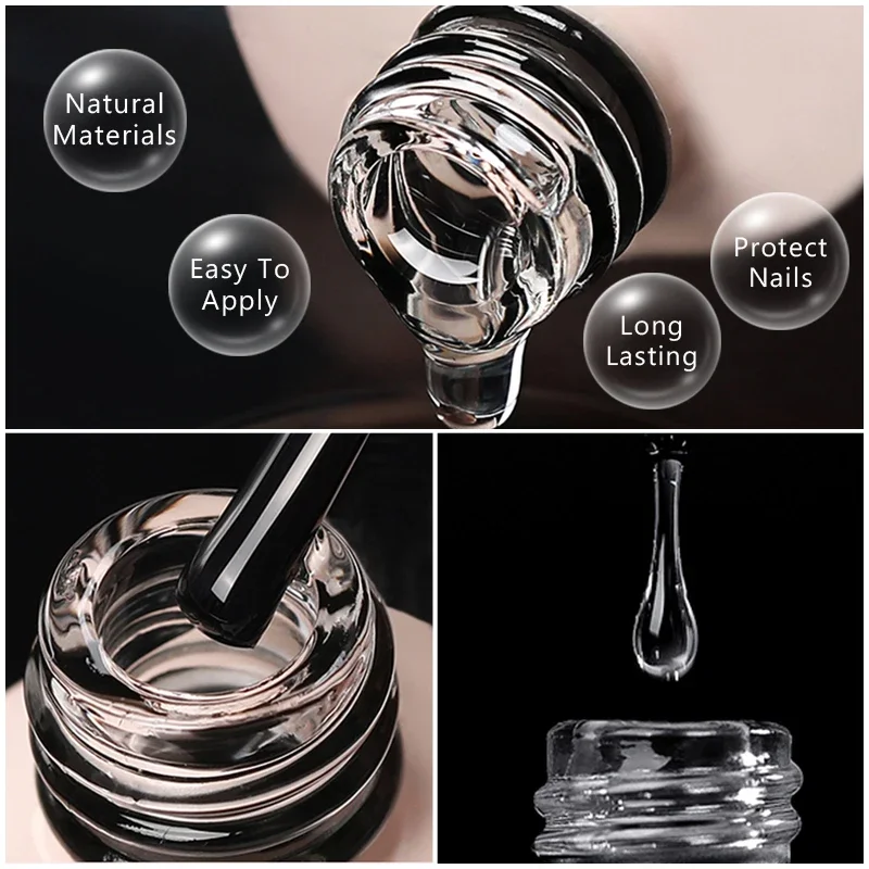 AWStorG 30ML Trasparente 9-in-1 Funzione Gel 2 IN 1 Top Coat in cristallo Semi Permanente Nail Art Gel Vernice Spessore Base Gel