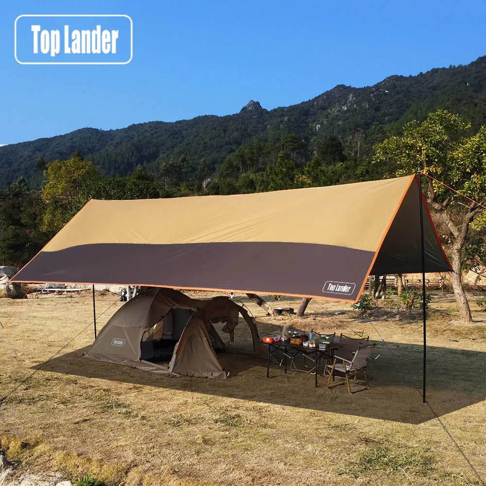 rain tarp backpacking Ultralight Hammock Fly Camping Tent Waterproof Portable Rain Tarp Canopy with Doors Multifunctional Bushcraft Tarp for Outdoor Stay dry and comfortable on your next adventure with our versatile hammock rain fly Tarp Over Best Backpacking Tarp
