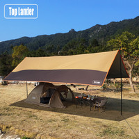 Top Lander Large Camping Waterproof Tarp Oxford 4X6 Outdoor Canopy Sun Shelter Tent Tourist Awning Shade for Multiple People
