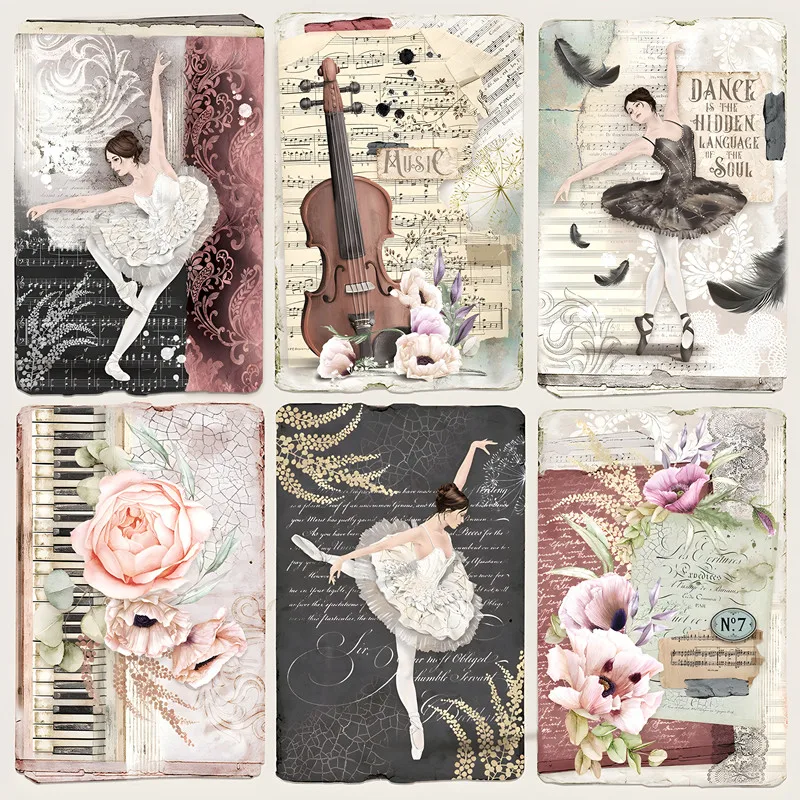 Ballet Girls Swan Sticker DIY Scrapbooking Junk Journal Deco Scrapbooking Collage Background Diary Craft Gift Seal Sticker