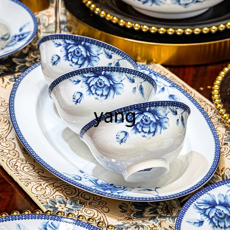 ZL Chinese style high temperature underglaze color high white porcelain dishes