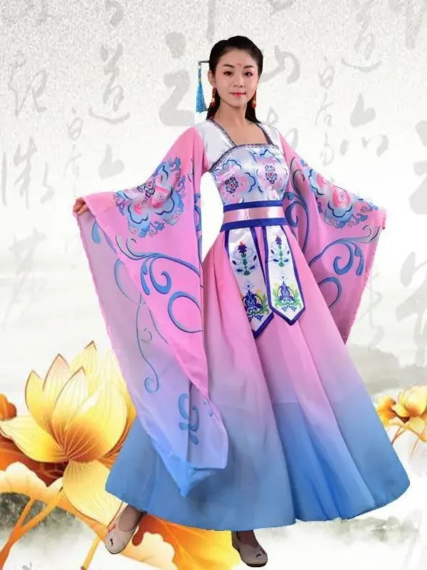 Hada antigua Wu Meiniang Hanfu falda de hada de manga grande estilo chino elegante traje de actuación de danza clásica