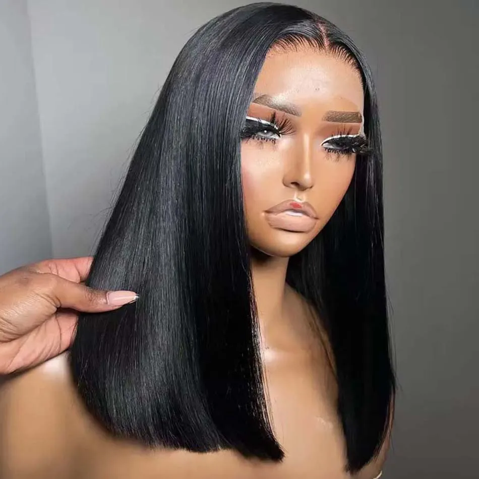 Short Bob Wigs Straight 13x4 Full Lace Frontal Human Hair Wigs For Black Women Pre Plucked Brazilian Transparent Lace Front Wigs