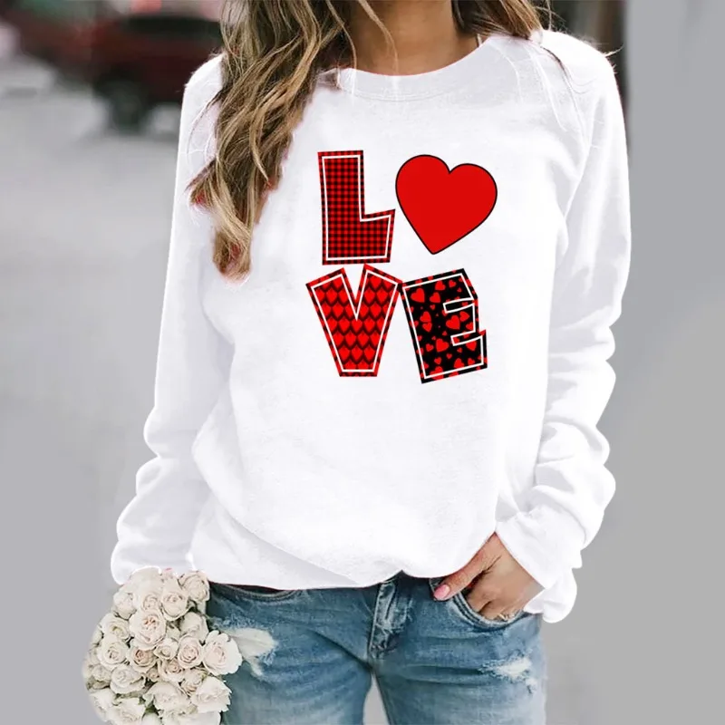 Heart-shaped Women's Slim-fit Hoodie Fashion Printed Long-sleeved Hoodie Base Shirt Sweatshirts  Sweatshirt  Streetwear Women