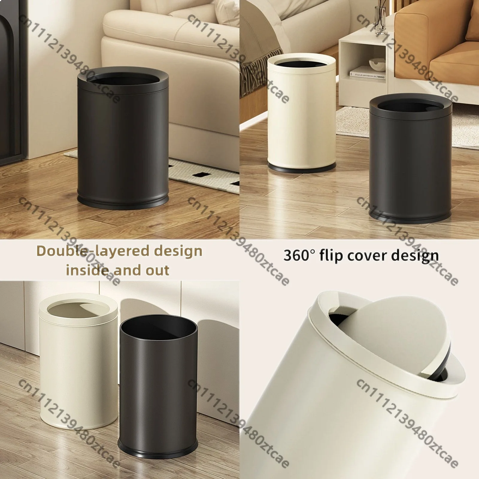 Simple Metal Wastebasket Large Capacity Trash Can for Kitchen Living Room Home
