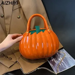 New women's handbag, hand-held crossbody bag, PU women's bag, pumpkin shaped creative bag, fashionable small and clean new style