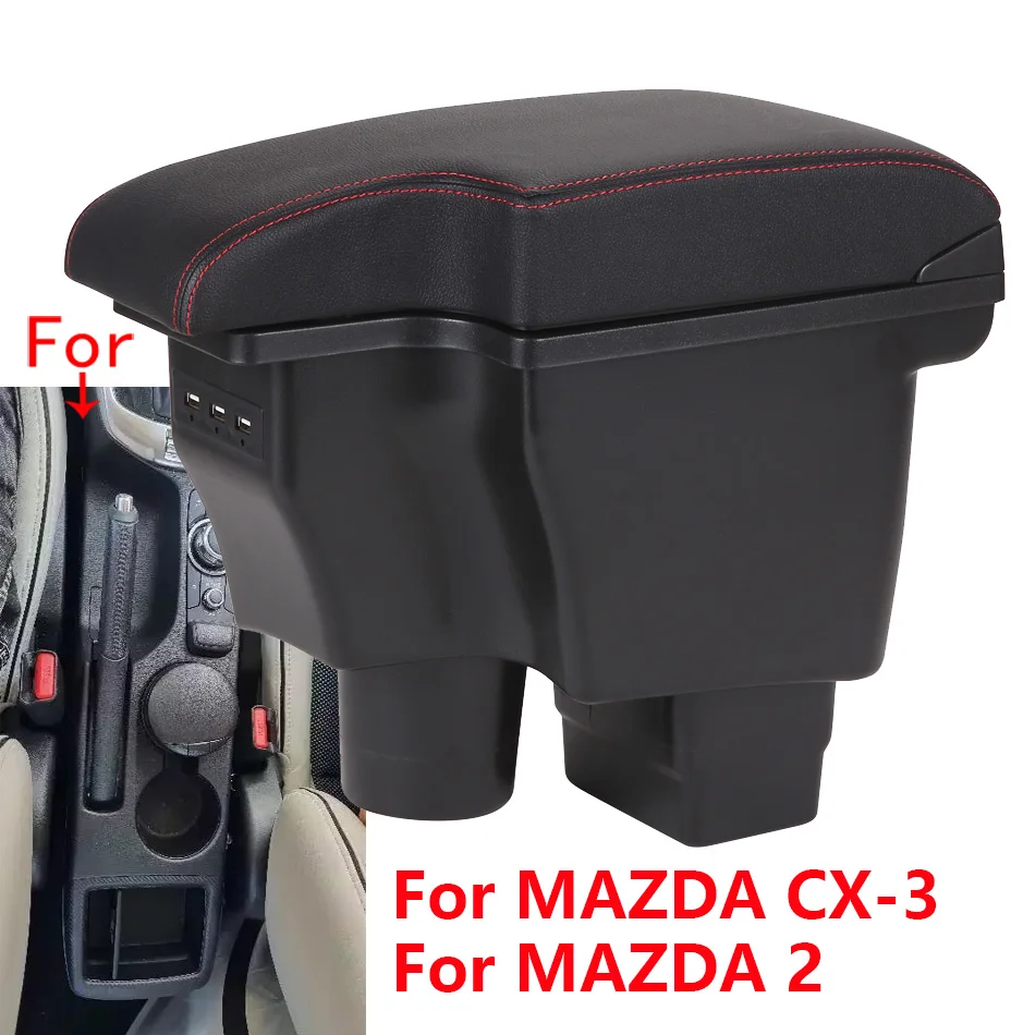 Dla MAZDA CX-3 Podłokietnik Retrofit Dla Mazda 2 Skyactiv Wersja cx3 Schowek na podłokietnik samochodowy Akcesoria samochodowe Szczegóły wnętrza USB
