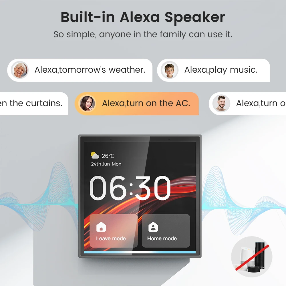 Smart Home 4 Inch Touch Screen Central Panel Zigbee Gateway Wireless Hub Voice Control Tuya WiFi Bluetooth Mesh Built In Alexa