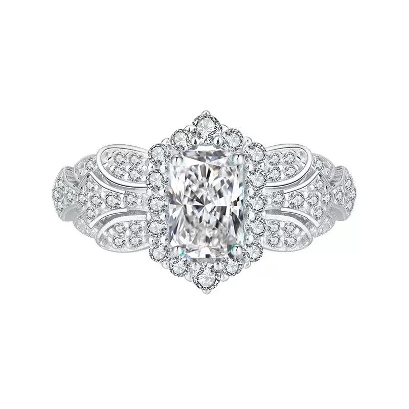 

ZFSILVER модное серебро 925 пробы, классическое кольцо с белым муассанитом 3 карата и цветком для женщин, очаровательное ювелирное изделие для свадебной вечеринки, подарок VYO # 80219