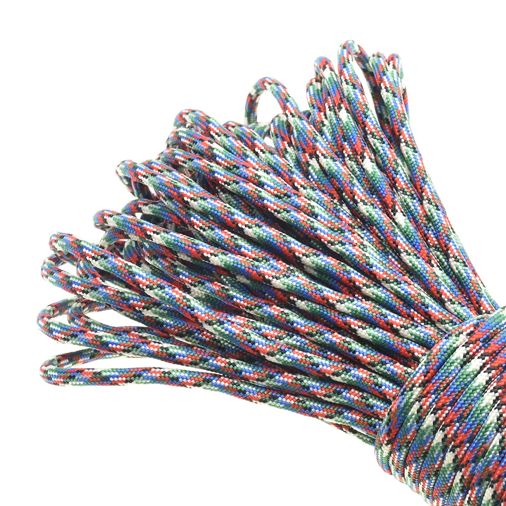 1Pcs 100FT 550 Paracord Parachute Cord Lanyard Mil Spec Type III 7 Strand Core For Climbing Camping Buckles Bracelet
