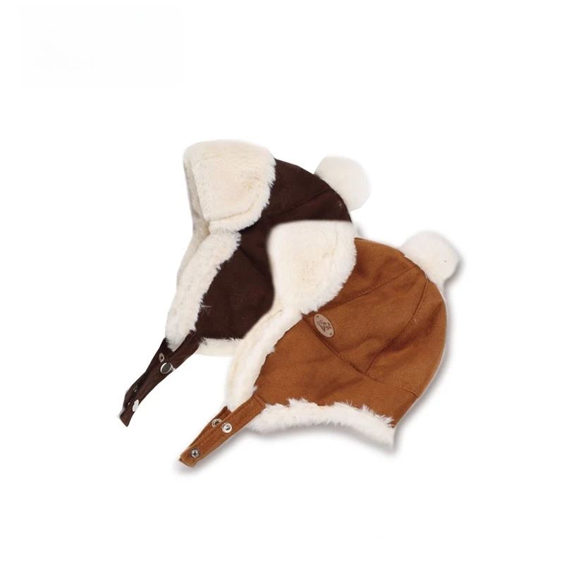 1-4歳 冬用 キッズ ベビー 男の子 女の子 ロシア風帽子 ファーボール付き 耳付き 厚手 暖かい帽子 プラッシュ 子供用 フライングキャップ ボンバーハット