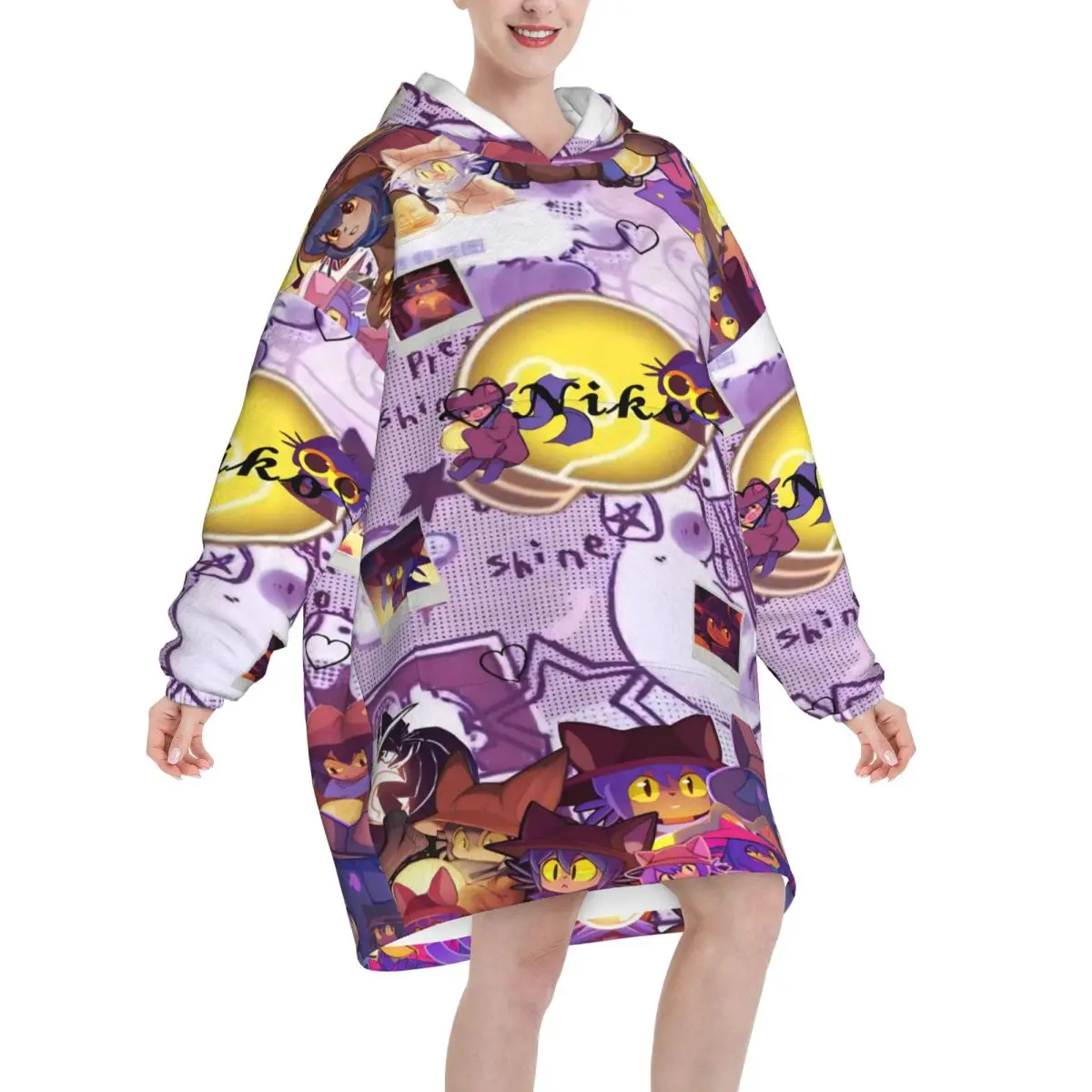 OneShots Niko Wearable Blanket Hoodie for Women Men Oversized Sweatshirt Blanket with Pocket