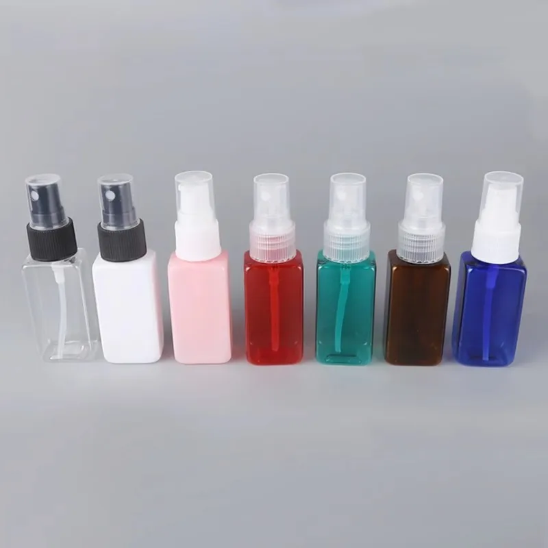 

500pcs 30ml Mini Square Packing Bottles Empty PET White Clear Plastic Fine Mist Spray Bottle for Cleaning Travel Perfume Jars