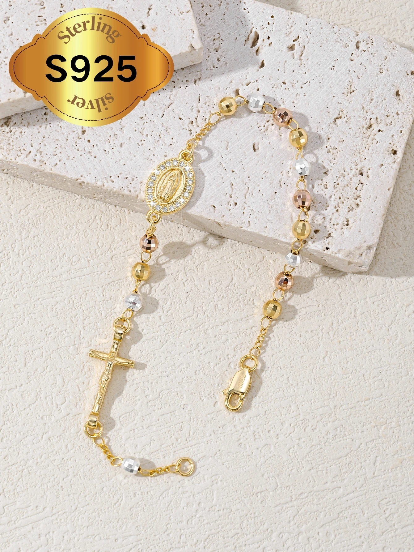 Elegant Virgin Mary 925 Silver Bracelet Hypoallergenic Fashion Religious Jewelry Gift for Her