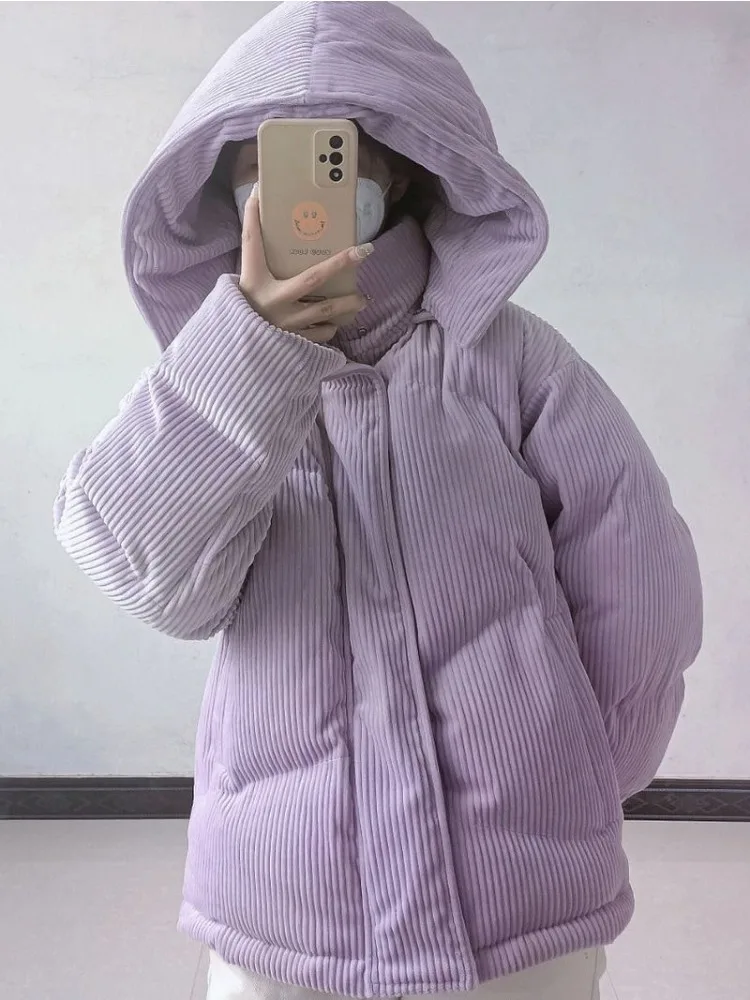 

Foufurieux Oversize Winter Corduroy Jacket Women Female Korean Loose Long Sleeve Coats Woman Parkas Fashion Warm Jackets Women