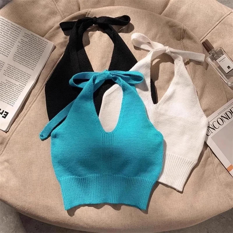 Korean Style Neck Hanging Small Camisole Vest for Women in Summer Dopamine Wearing Pure Desire Style Spicy Girl Sleeveless Top