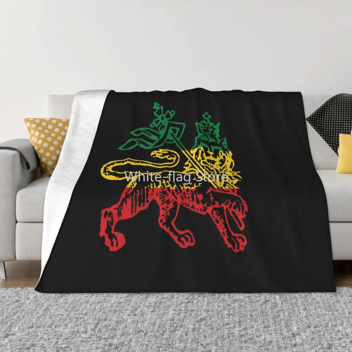 

Fleece Lion Of Judah Flag Ethiopia King Selassie Rasta Throw Blanket Warm Flannel Ethiopia Blankets for Bedding Office Couch