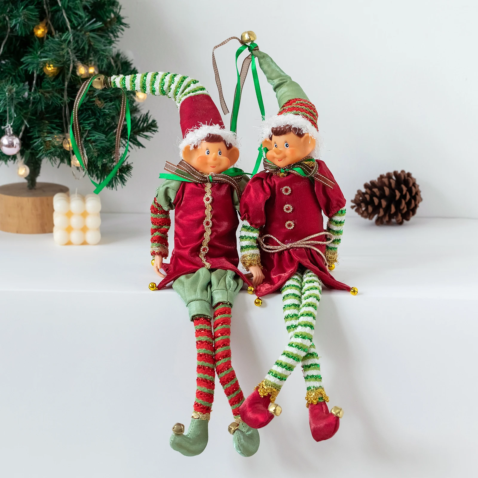 Christmas Cute Elf Doll Plush Leg Doll Christmas Tree Ornament Pendant 2024 New Year Gifts Xmas Table Home Decoration