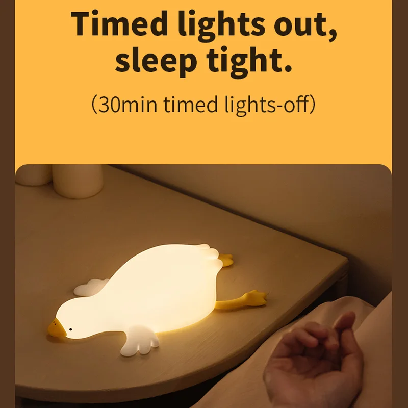 Cute goose Night Light Animal bedroom decor Lamp Soft Silicone Touch NightLight for Kids gifts