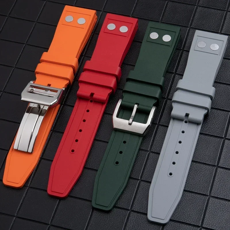 20 مللي متر 21 مللي متر 22 مللي متر مريحة فلوروروبر FKM المطاط حزام الساعات ل IWC حزام كبير الطيار بورتوفينو TOP GUN حزام (استيك) ساعة مع برشام