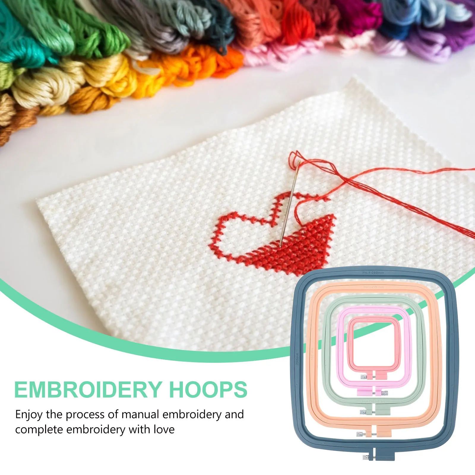 

5Pcs Cross Stitch Hoops Kit Plastic Embroidery Frame Adjustable DIY Needlework Circles for Handmade Crafts Embroidery Supplies