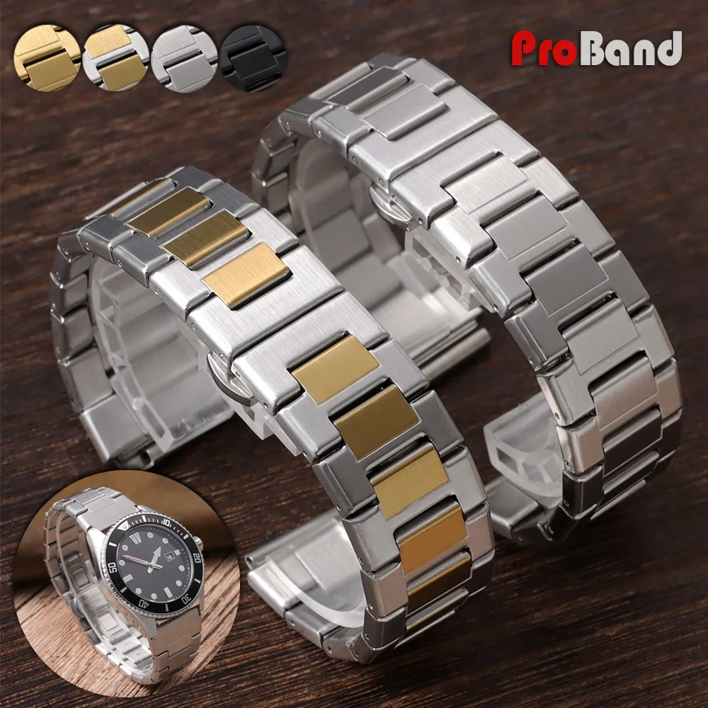 

Silver Gold Black Bracelet for Seiko Luxury Stainless Steel WatchBand 22mm Replace Belt for Huawei for Redmi 4/5 Men Metal Strap
