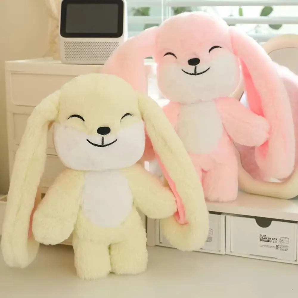 Head Can Rotated Long Ear Rabbit Plush Doll PP Cotton Happy To Angry Emoticon Rabbit Plush Toy 2 Facial Soft