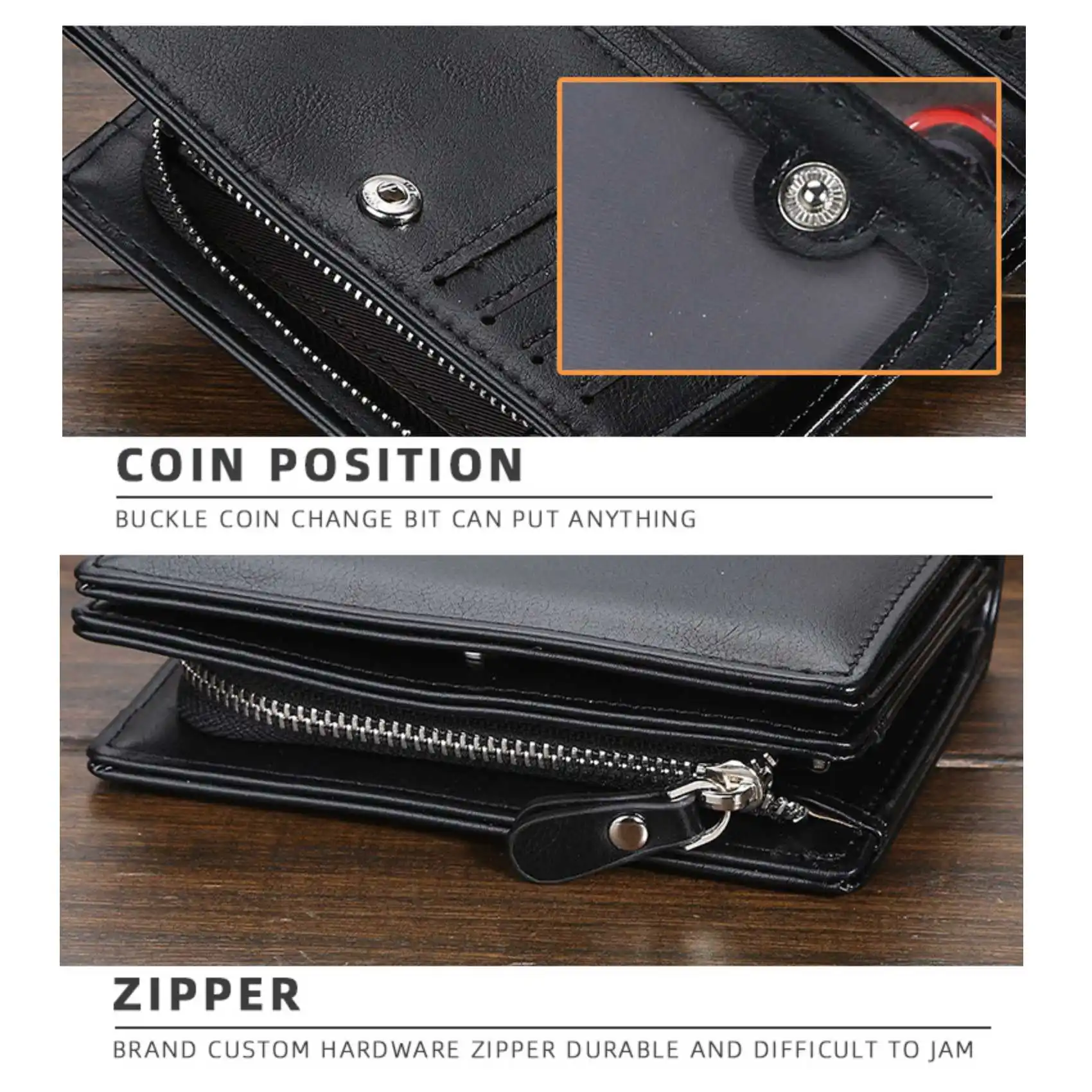 Wallet Men's Short Multi-Card Button Zipper Purse Fashion Business Youth Card Bag images - 6