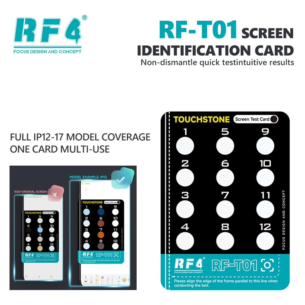 

RF4 RF-T01 Карта для идентификации экранов, совместимая со всеми моделями IP12-17, инструмент для быстрого тестирования оригинальных экранов без разборки