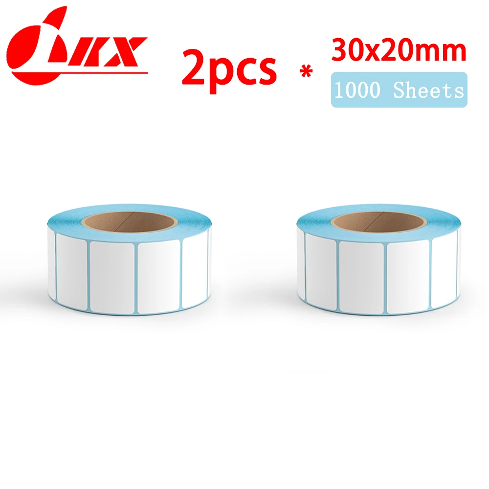 LKX 30x20mm 1000 vellen Direct Print Thermisch Papier Sticker voor Barcode Label papel adhesivo Tag in Rol voor niimbot printer