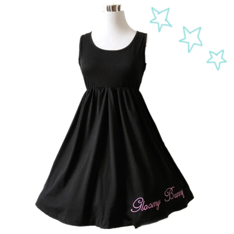 Moda nueva japonesa Lolita Primavera Verano dibujos animados estampado de conejo 2 uds traje niñas Top + vestido dulce lindo conejo negro niñas