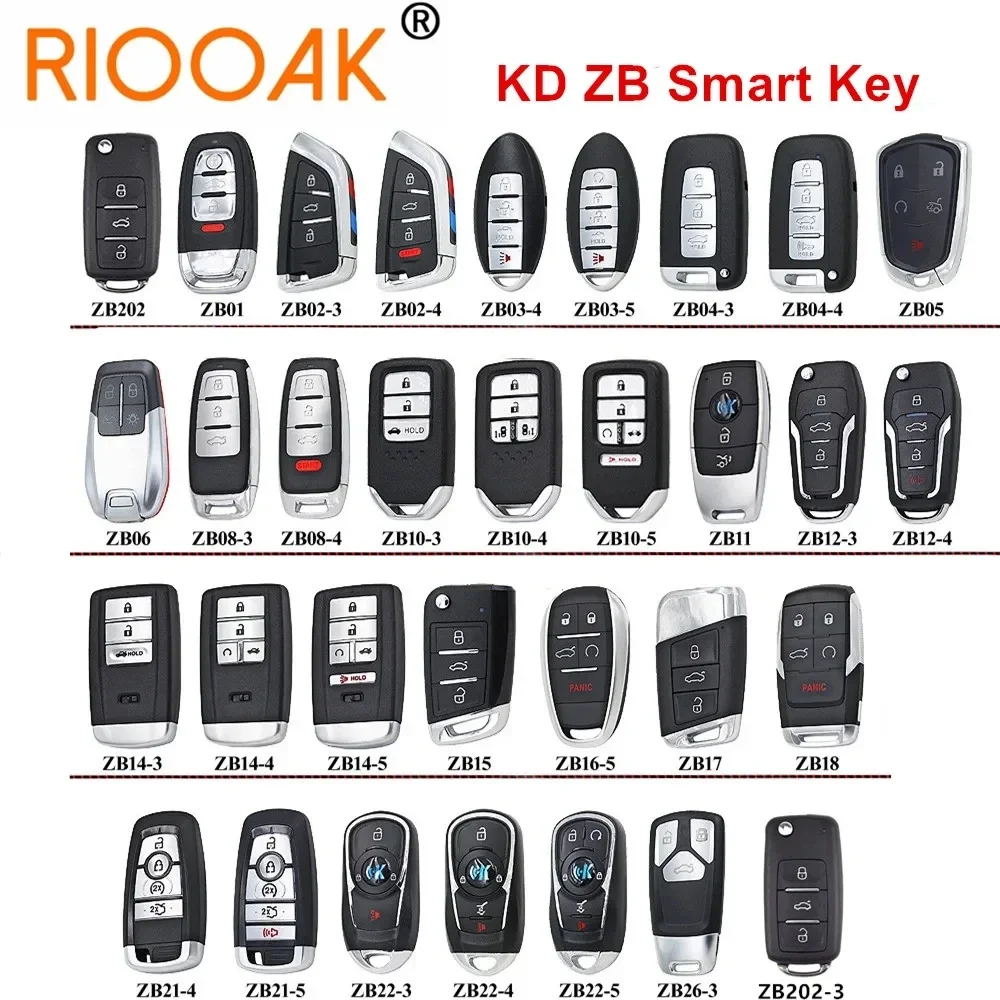 KEYDIY KD Smart Key ZB Remotes ZB02-3/08-3/10-3/12-3/12-4/22-5/32/33-4/42-3/42-4/21-5/25-4/ Multiple for KD-X2 Key Programmer