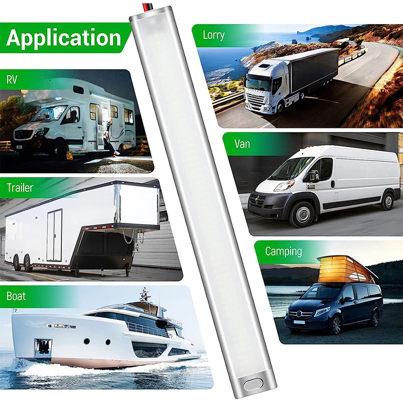 

Super LED Car Truck Compartment Light Oversized Switch Bright Cab Reading Light 120 Beads Aluminum Shell RV Light Strip