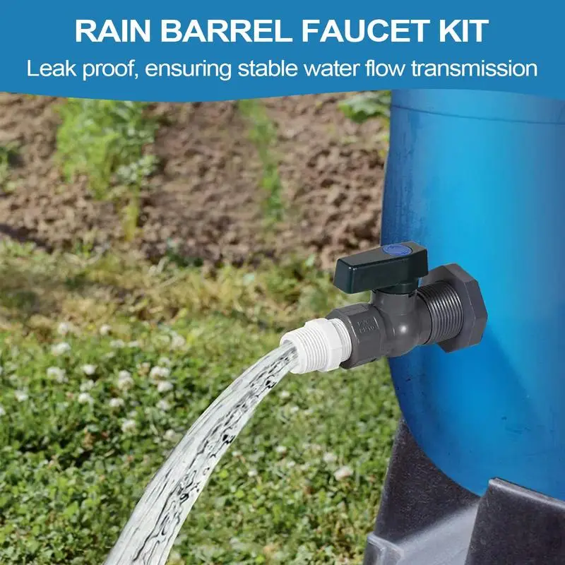 Outdoor Water Spigot Rain Barrel Kit PVC Rainwater Accessories Connector For Outdoor Standard Rain Barrel Faucet Kit