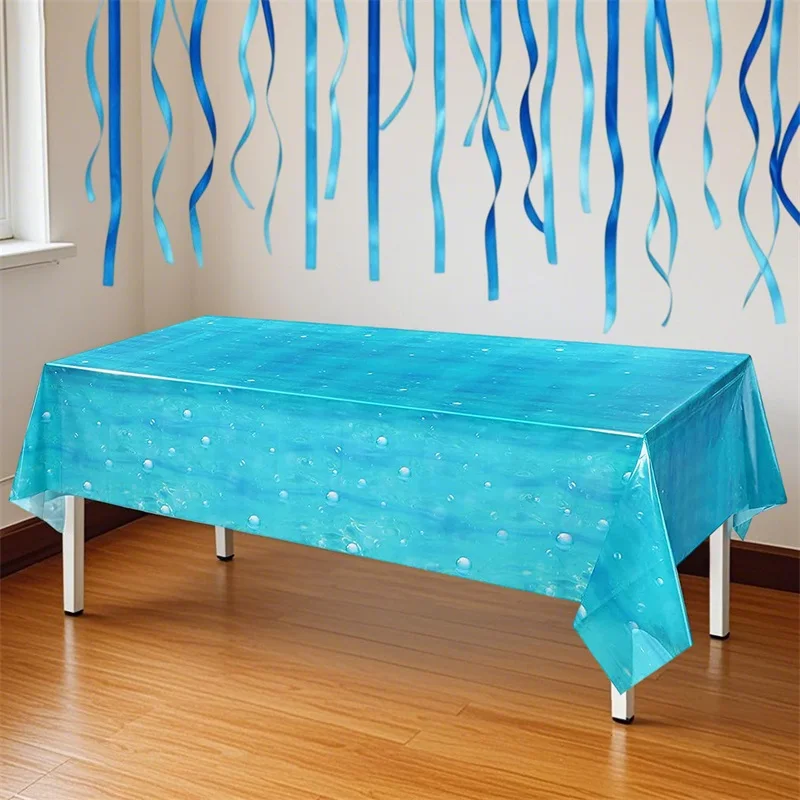Cubierta de mesa de burbujas subacuáticas, mantel con temática del océano, cubierta de mesa de plástico desechable para playa, piscina, recuerdos de fiesta de cumpleaños